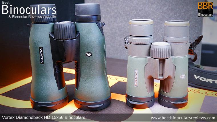 Comparing Sizes: Vortex Diamondback HD 15x56 Binoculars vs 8x42mm Vortex Razor HD Binoculars