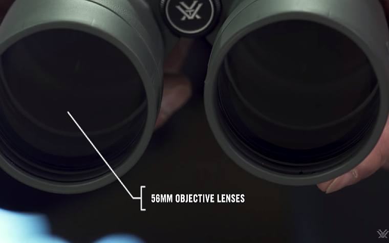 Large 56mm lenses on the Vortex Kaibab HD 18x56 Binoculars