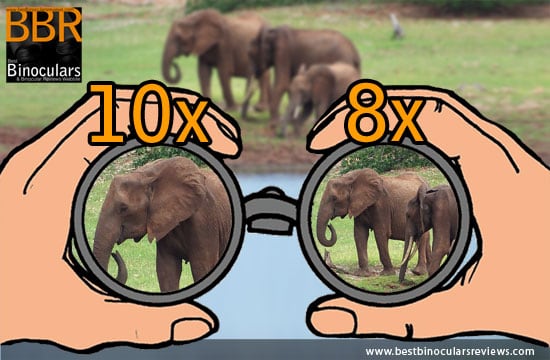 Binoculars Magnification Examples - 8x and 10x