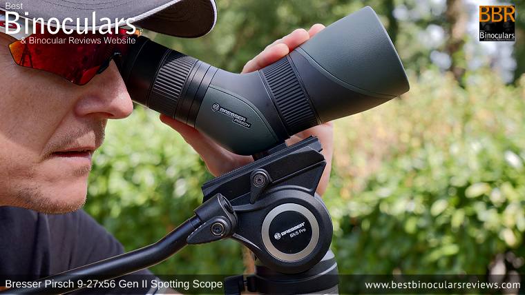 Wearing glasses using the Bresser Pirsch 9-27x56 Gen II Spotting Scope