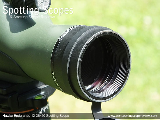 50mm objective lens on the Hawke Endurance 12-36x50 Spotting Scope