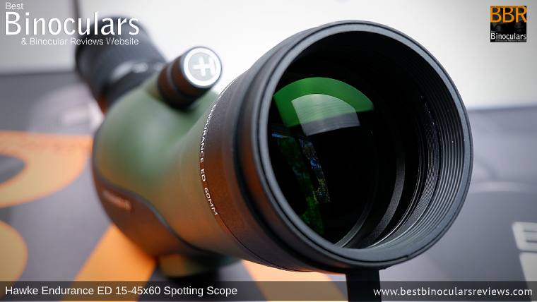 60mm Objective Lense on the Hawke Endurance ED 15-45x60 Spotting Scope