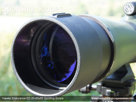 The Sunshield on the Hawke Endurance ED 20-60x85 Spotting Scope