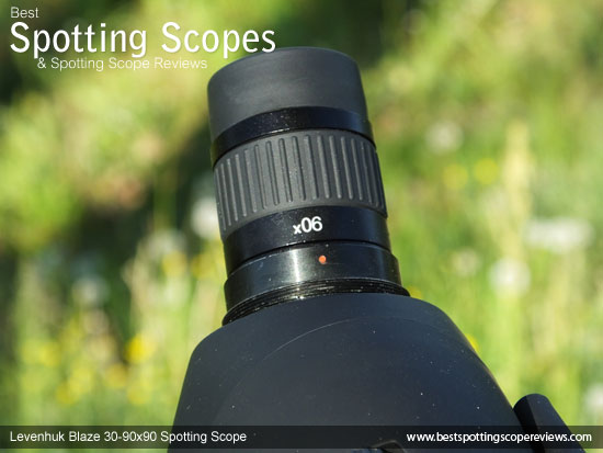 Eyepiece on the Levenhuk 30-90x90 Spotting Scope