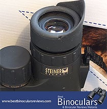 The eyecups and diopter adjustment ring on the Steiner 10x42 SkyHawk Pro Binoculars