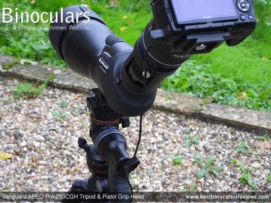 Digiscoping setup with the Vanguard ABEO Pro 283CGH Tripod